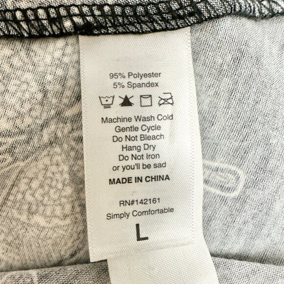 Lularoe Emily Dress Womens L Black White Butterfly Print LS Side Pockets Soft - Picture 4 of 9